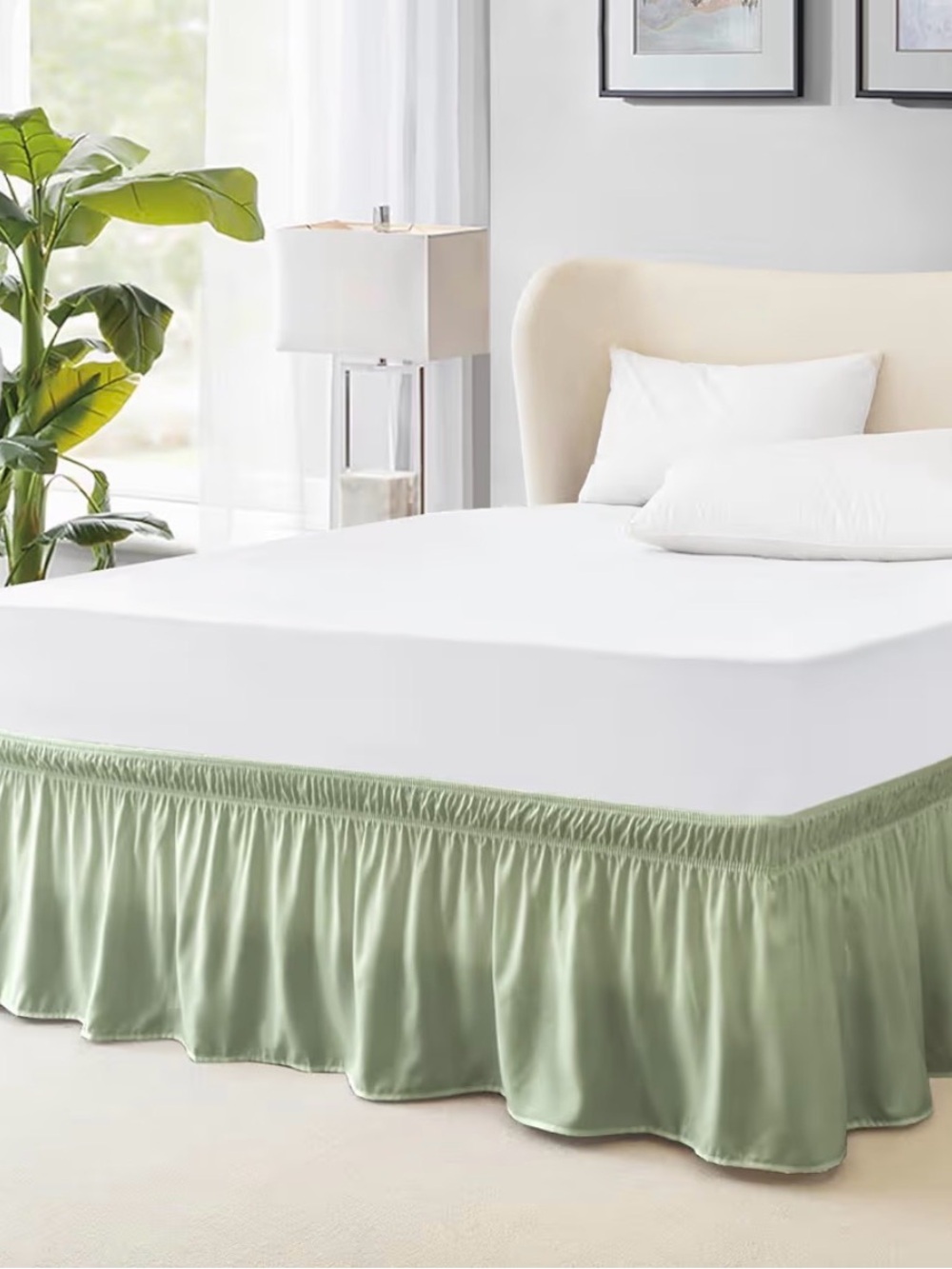 FreshCulture Queen Bed Skirt, Elastic Wrap Around Bed Skirt